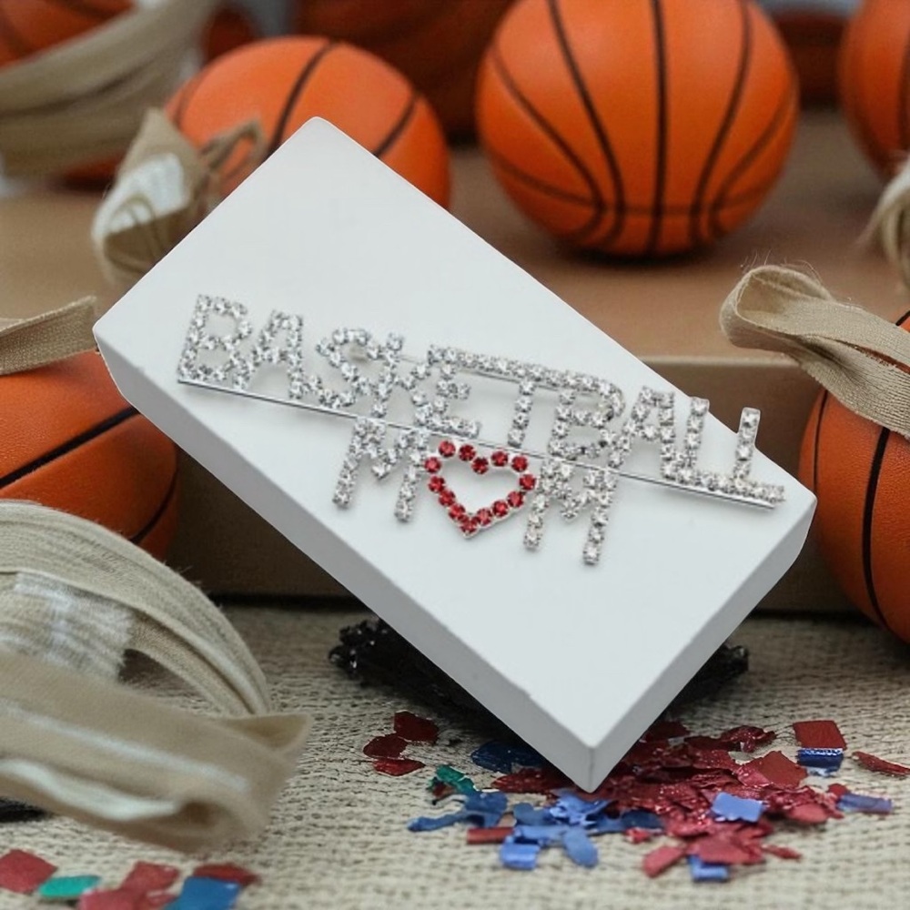 Basketball Mom Rhinestone Brooch NWT